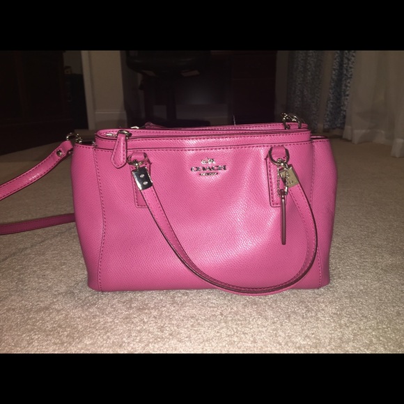 Coach Handbags - Coach Pink Crossbody Handle Leather Bag